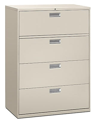 HON Brigade 600 Series 4-Drawer Lateral File Cabinet, Locking, Letter/Legal, Gray, 42"W (HON694LQ)