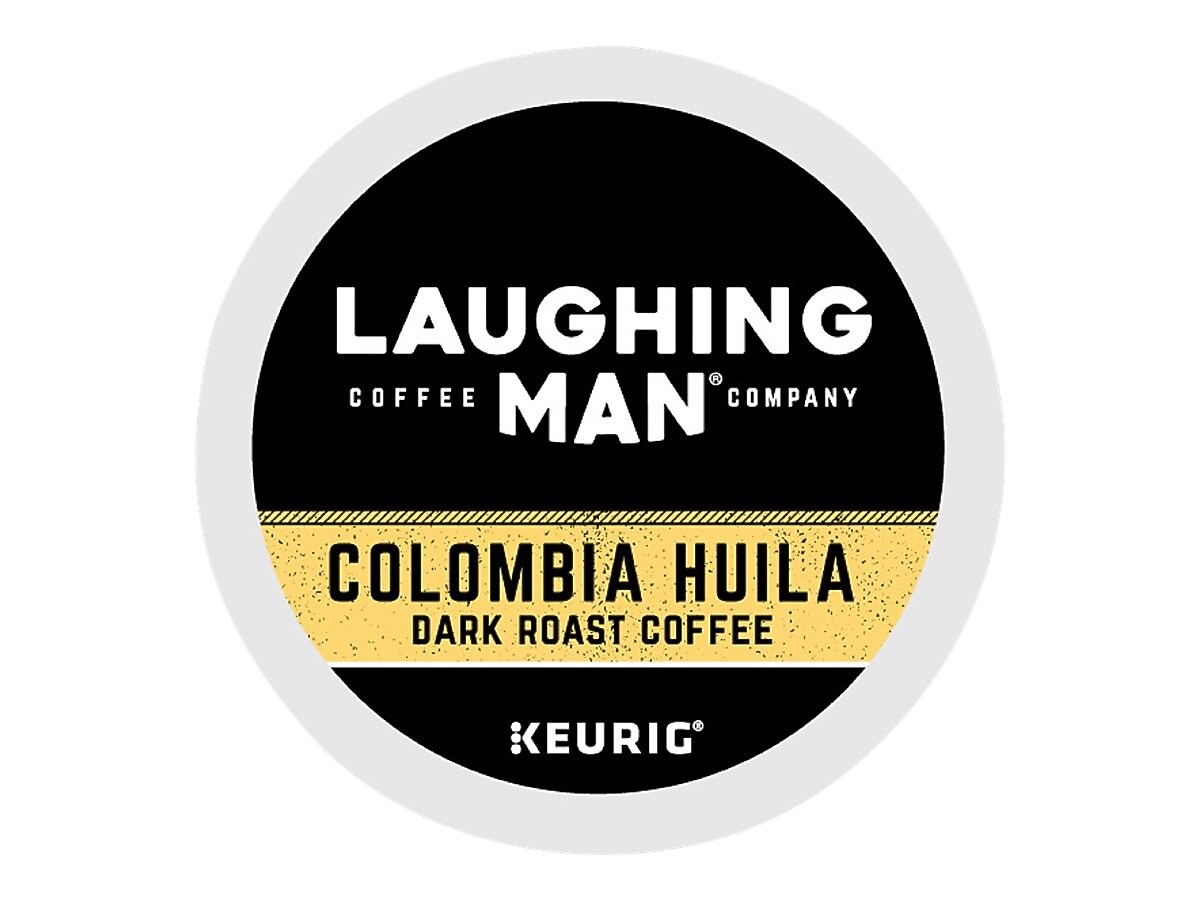 Laughing Man Colombia Huila Dark Chocolate/Black Cherry Coffee, Dark Roast, 0.40 oz. Keurig® K-Cup® Pods, 22/Box (383377)