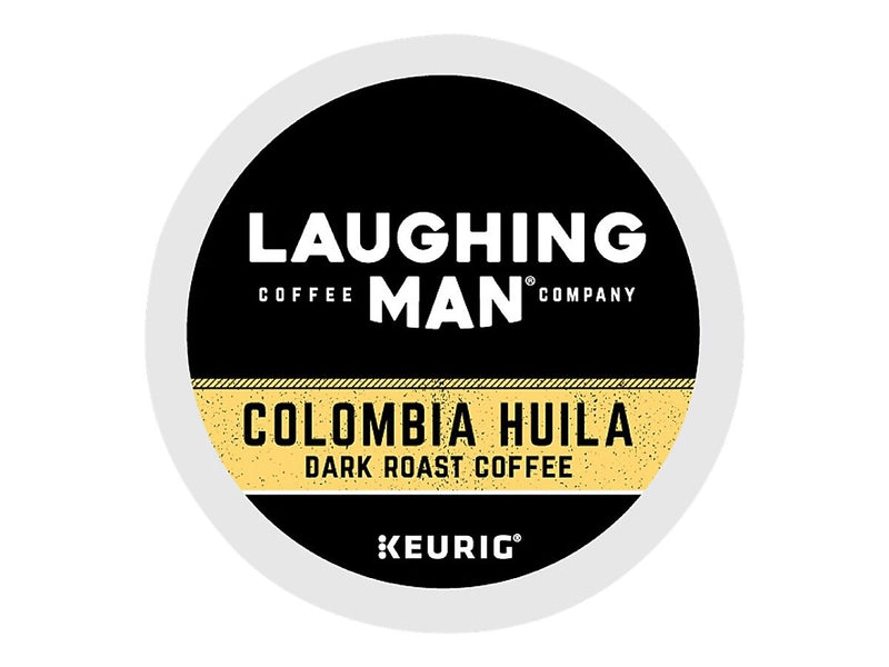 Laughing Man Colombia Huila Dark Chocolate/Black Cherry Coffee, Dark Roast, 0.40 oz. Keurig® K-Cup® Pods, 22/Box (383377)