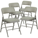 Flash Furniture HERCULES Vinyl Armless Folding Chair, Gray, 4/Pack