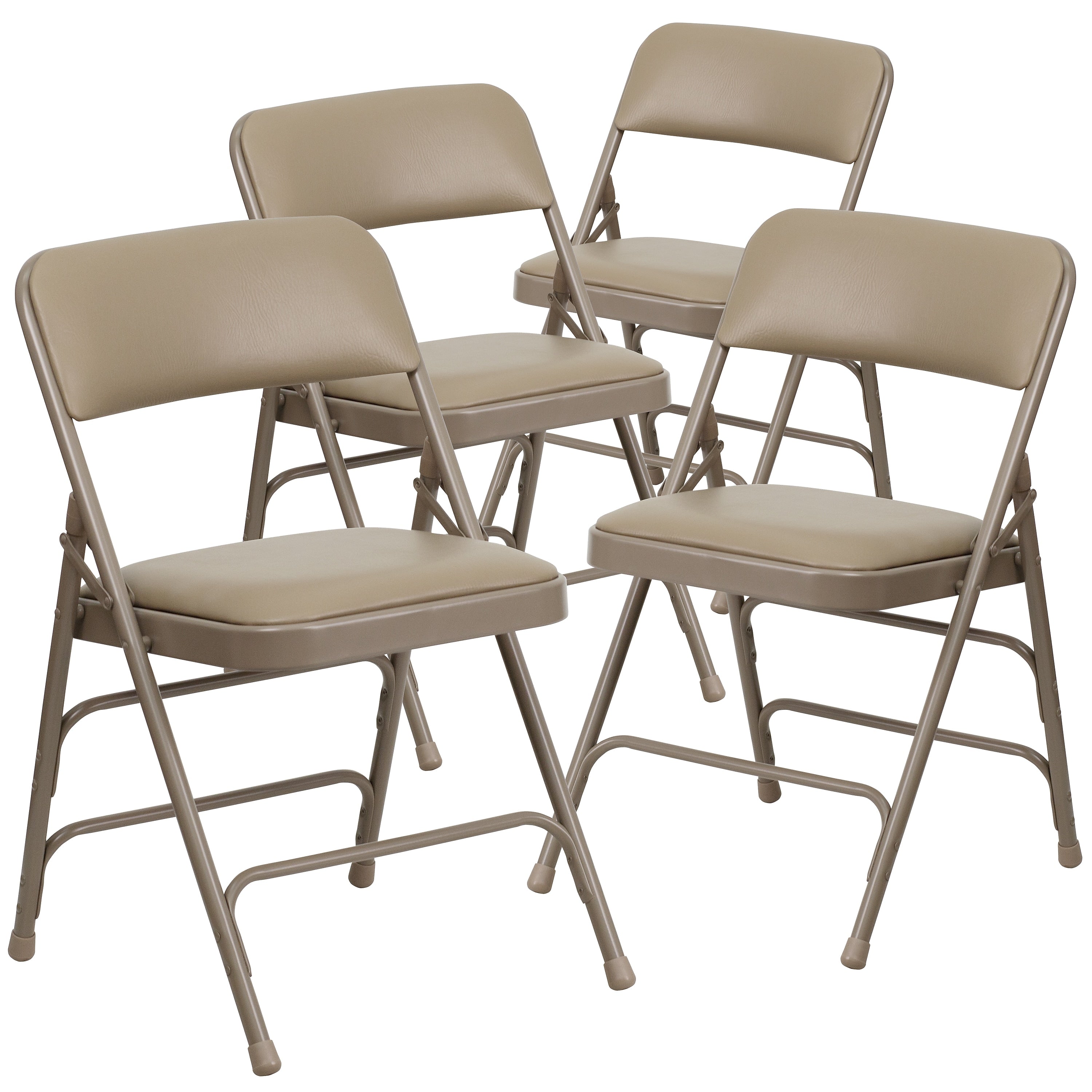 Flash Furniture HERCULES™ Curved Triple Braced Vinyl Armless Folding Chair, Beige, 4/Pack (4HF3MC309AVBGE)