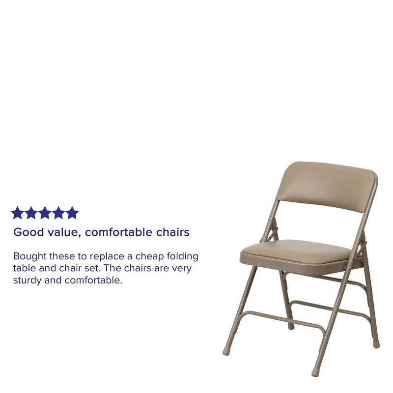 Flash Furniture HERCULES™ Curved Triple Braced Vinyl Armless Folding Chair, Beige, 4/Pack (4HF3MC309AVBGE)