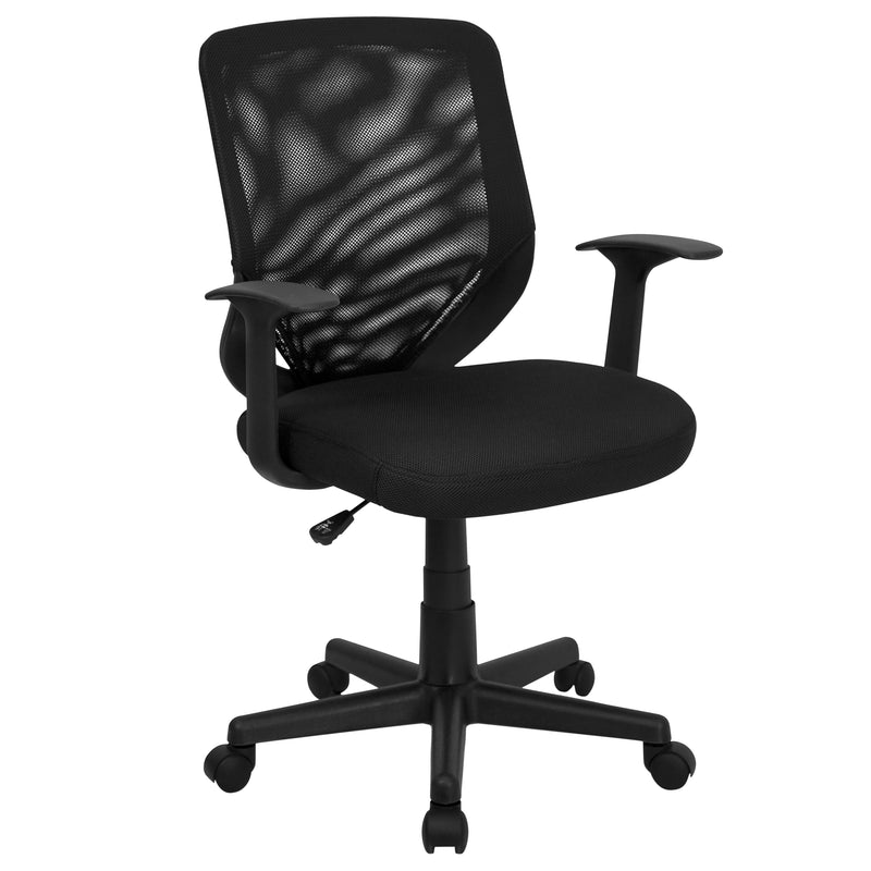 Flash Furniture Norris Ergonomic Mesh Swivel Mid-Back Tapered Back Task Office Chair, Black (LFW95ABK)