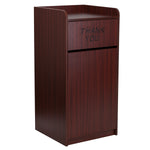 Flash Furniture Wood Tray Top Trash Can, Mahogany