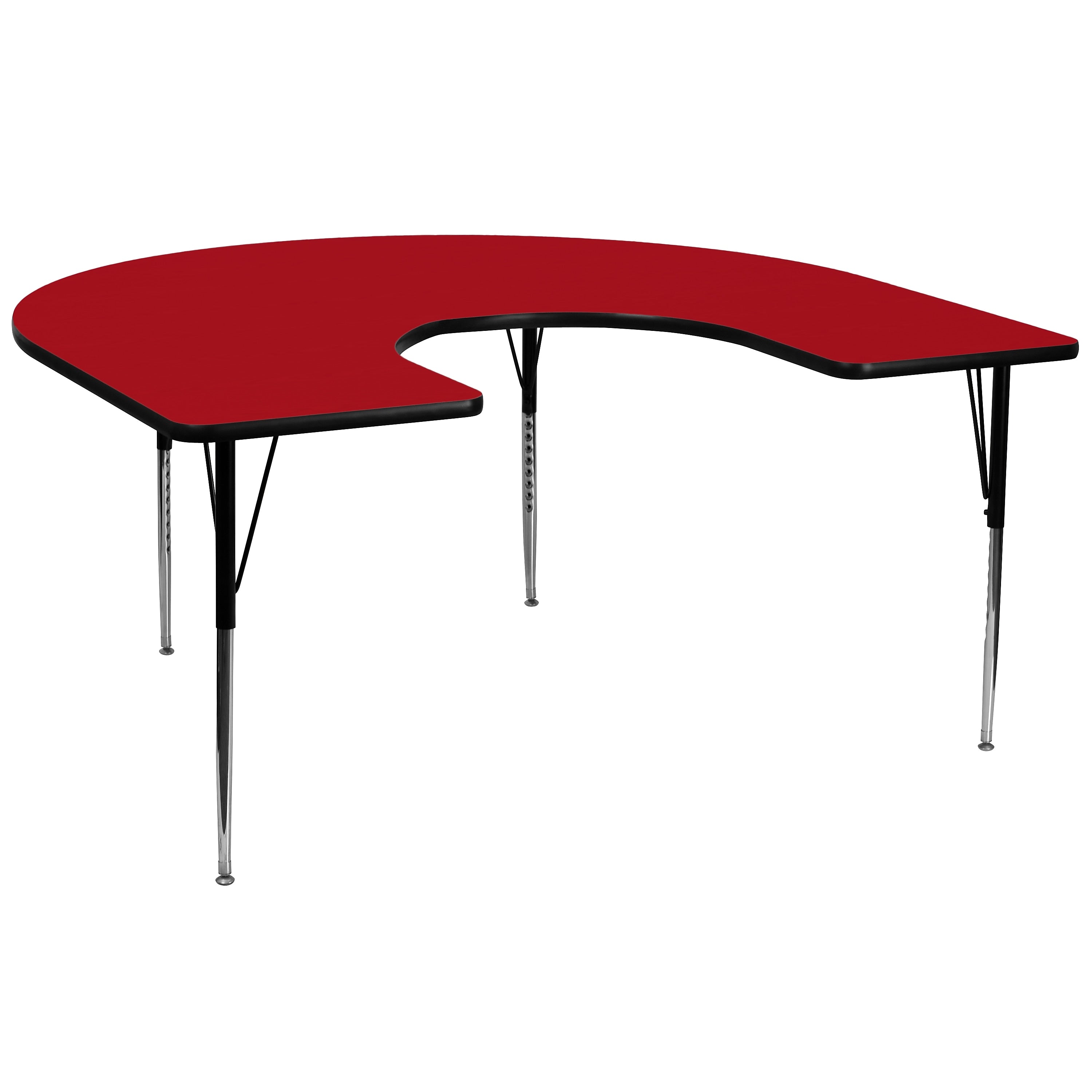 Flash Furniture Wren Horseshoe Activity Table, 60" x 66", Height Adjustable, Red (XUA6066HRSREDTA)
