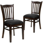 Flash Furniture Hercules Series Vinyl & Wood Vertical Slat Back Restaurant Chair, Walnut/Black, 2/Pack (2XUW08WALBKV)