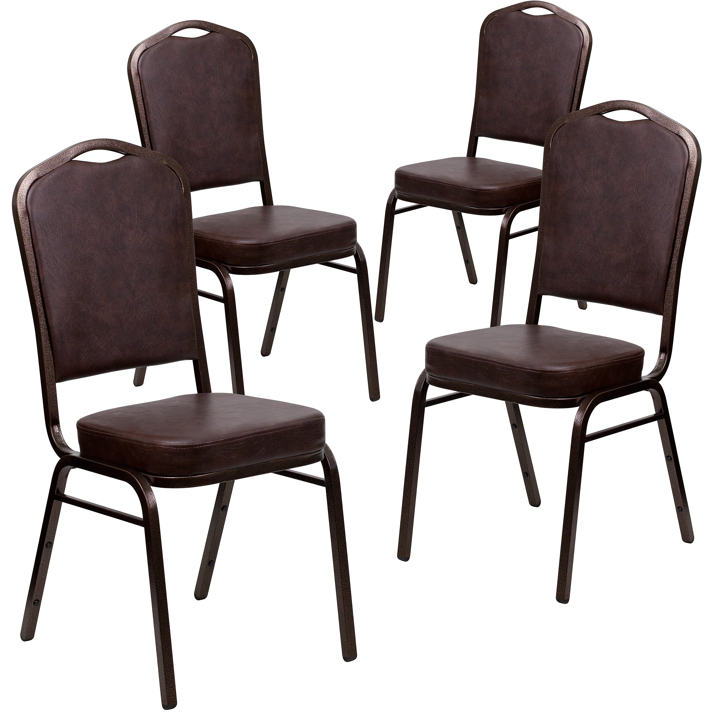 Flash Furniture HERCULES Series Vinyl Banquet Stacking Chair, Brown/Copper Vein Frame, 4 Pack (4FDC01CPRBRNVY)