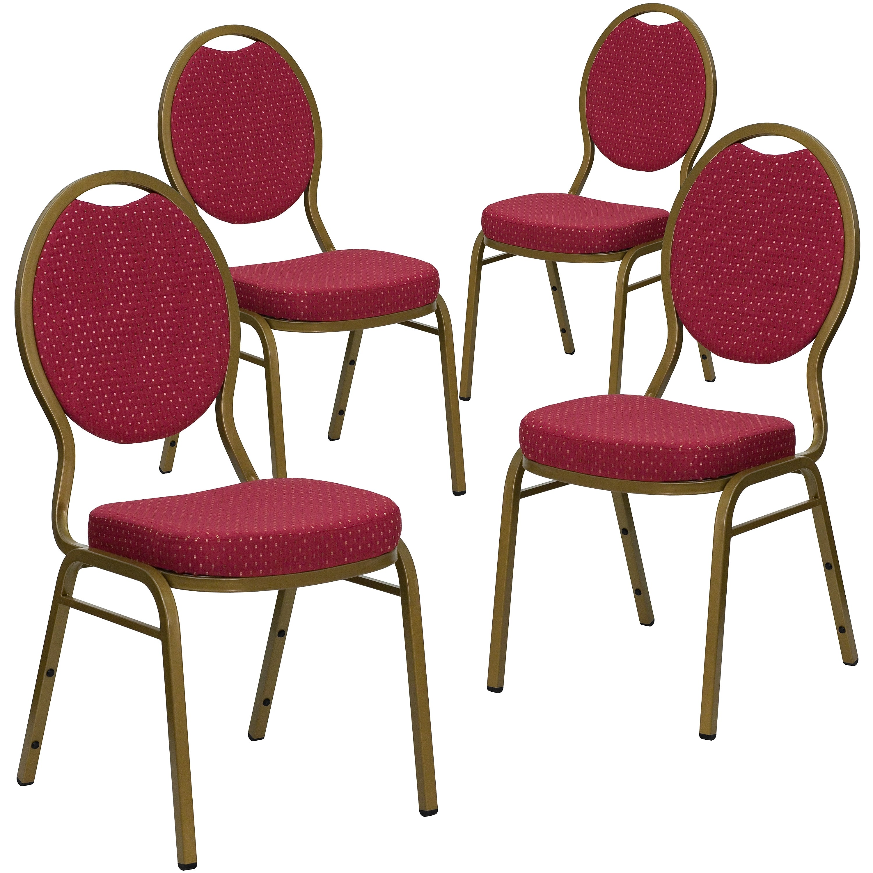 Flash Furniture HERCULES Series Fabric Banquet Stacking Chair, Burgundy Patterned/Gold Frame, 4 Pack (4FDC04AG2804)