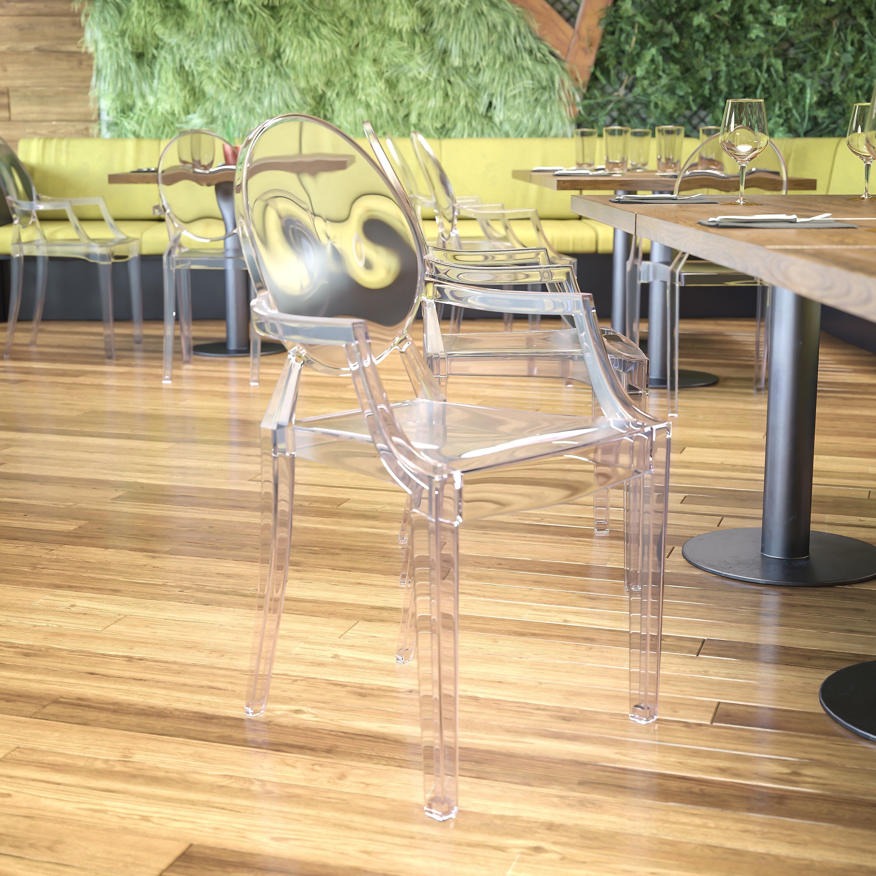 Flash Furniture Shirley Polycarbonate Ghost Chair, Transparent Crystal (FH124APCCLR)