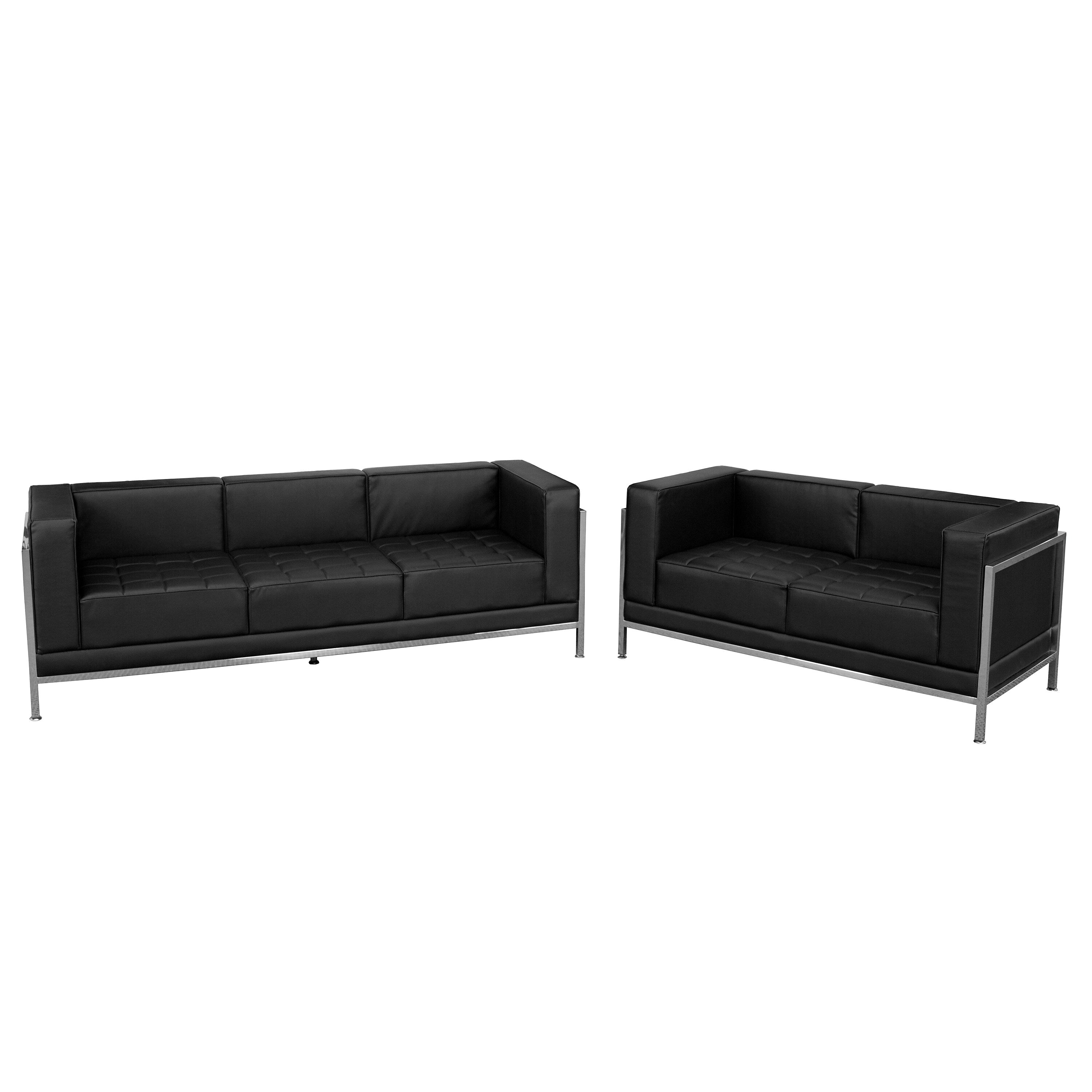 Flash Furniture LeatherSoft Modular Reception Grouping Set, Black, 2-Pieces (ZBIMAGSET2)