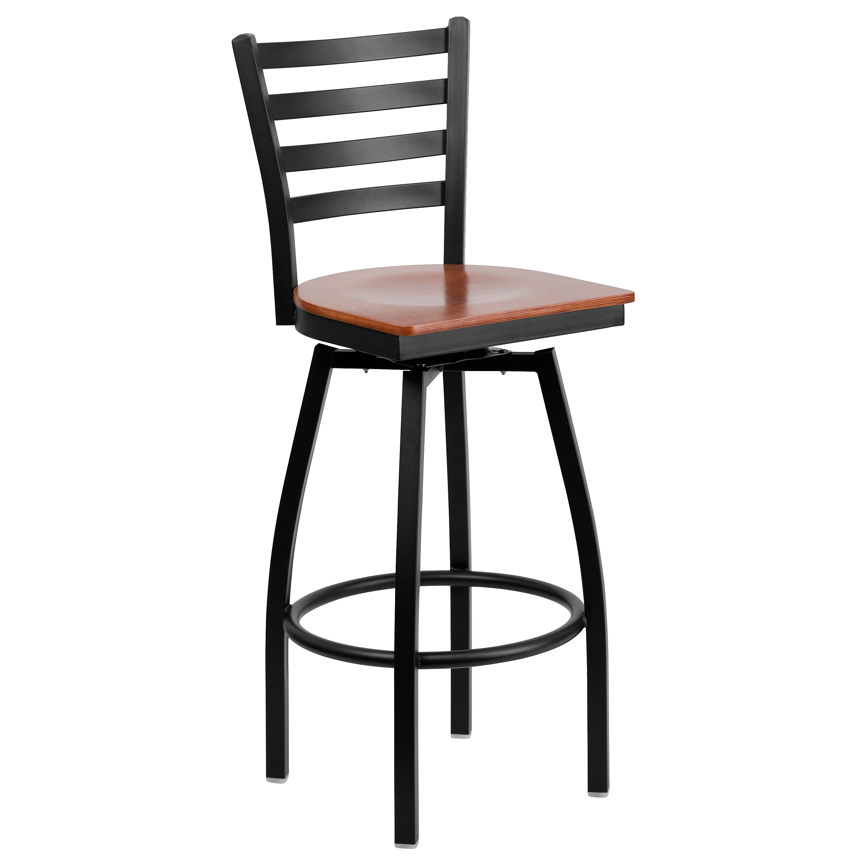 Flash Furniture HERCULES Series Traditional Metal Ladder Back Barstool, Black/Cherry Wood (XU6F8BLDSWVCYW)