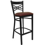 Flash Furniture HERCULES Series Traditional Metal X-Back Restaurant Barstool, Black/Burgundy (XU6FOBXBARBRV)