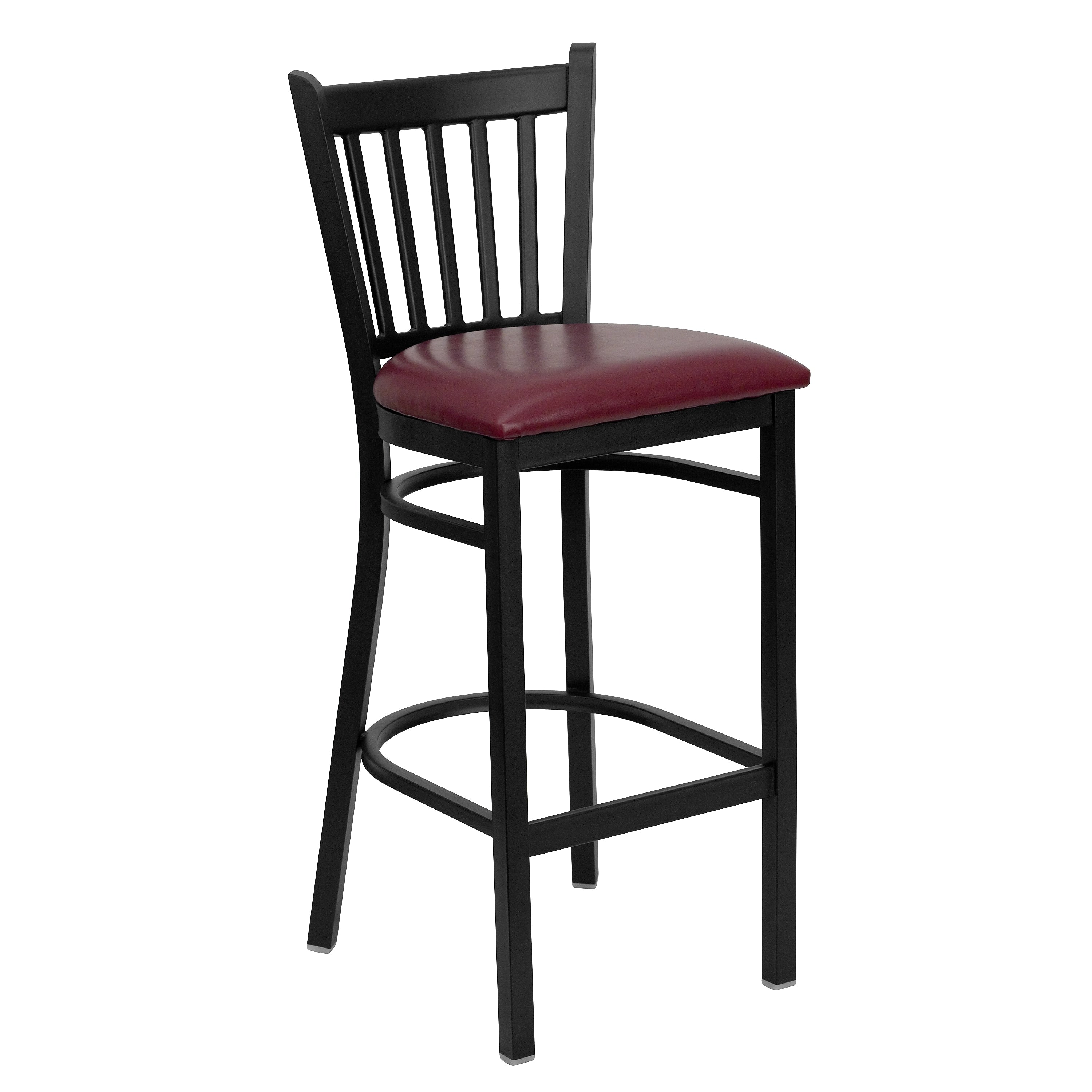 Flash Furniture HERCULES Series Traditional Metal Vertical Back Restaurant Barstool, Black/Burgundy (XUDG6R6BVRTBURV)