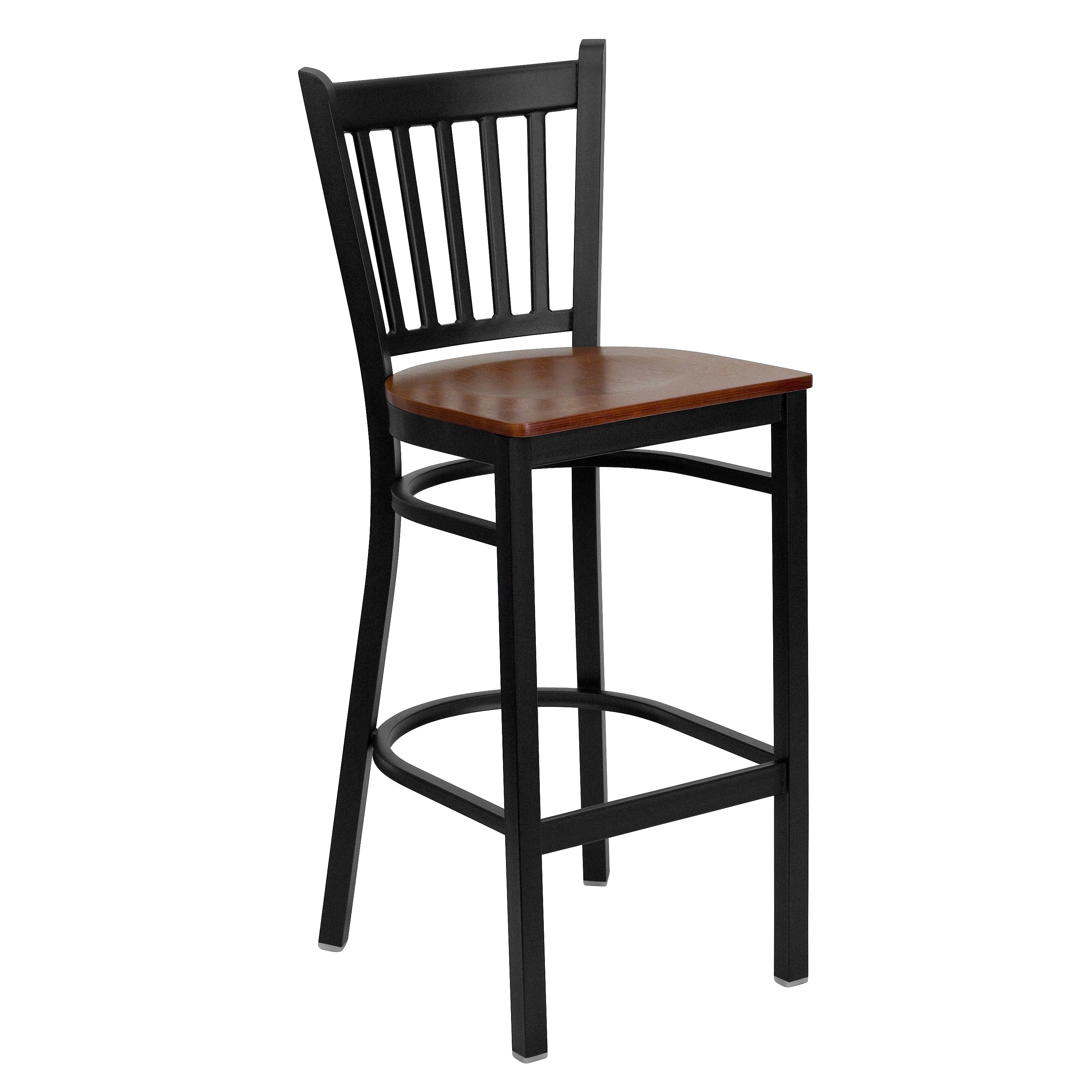 Flash Furniture HERCULES Series Traditional Metal Vertical Back Restaurant Barstool, Black/Cherry Wood (XUDG6R6BVRTCHYW)