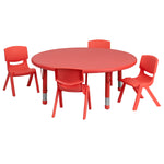 Flash Furniture Emmy 45" Round Activity Table Set, Height Adjustable, Red (YCX53RNDTBLREDE)
