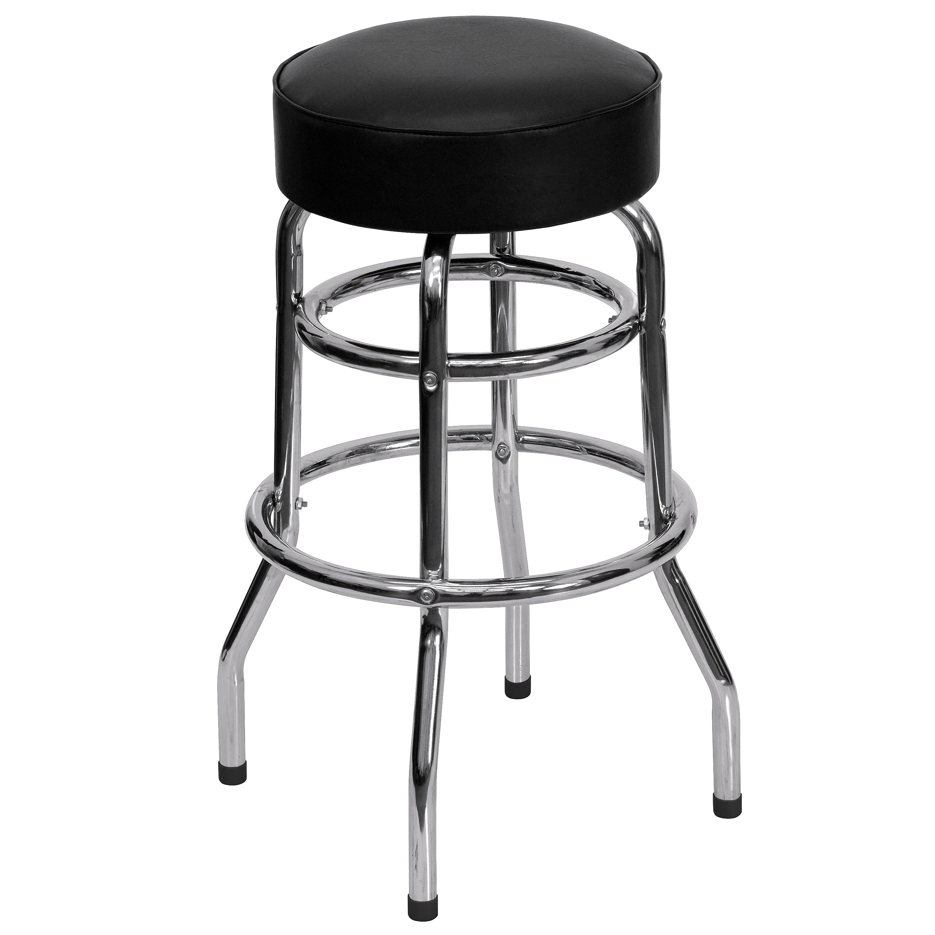 Flash Furniture Bruno Traditional Metal Double Ring Barstool without Back, Black (XUD100)