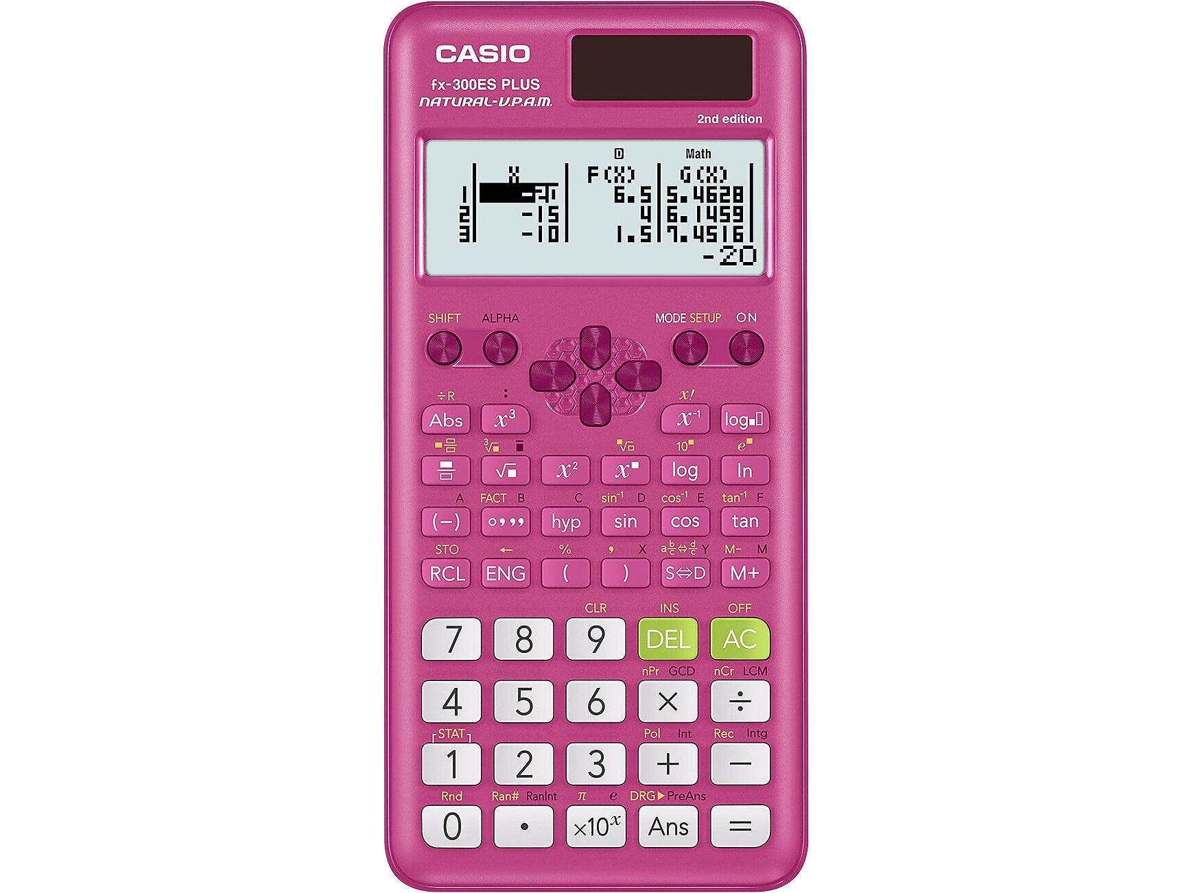 Casio 2nd Edition 16-Digit Solar Powered Scientific Calculator, Pink (FX-300ESPLS2-PK)