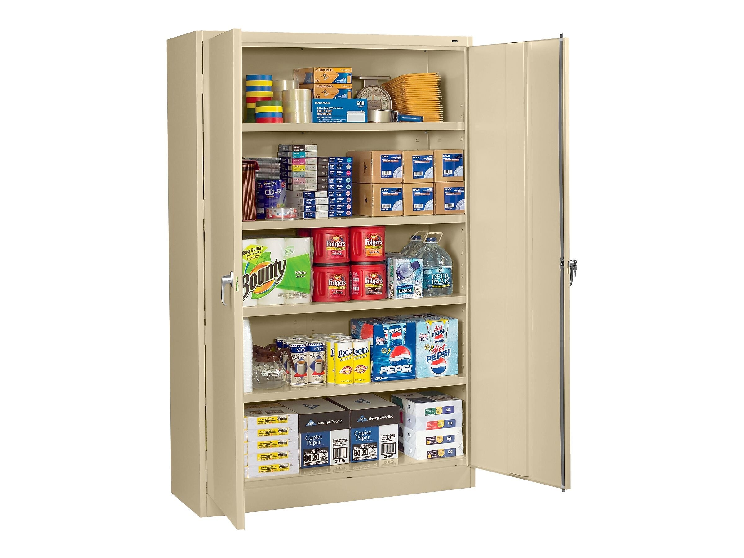 Tennsco Jumbo 78" Steel Storage Cabinet with 5 Shelves, Sand (J2478SU-SND)
