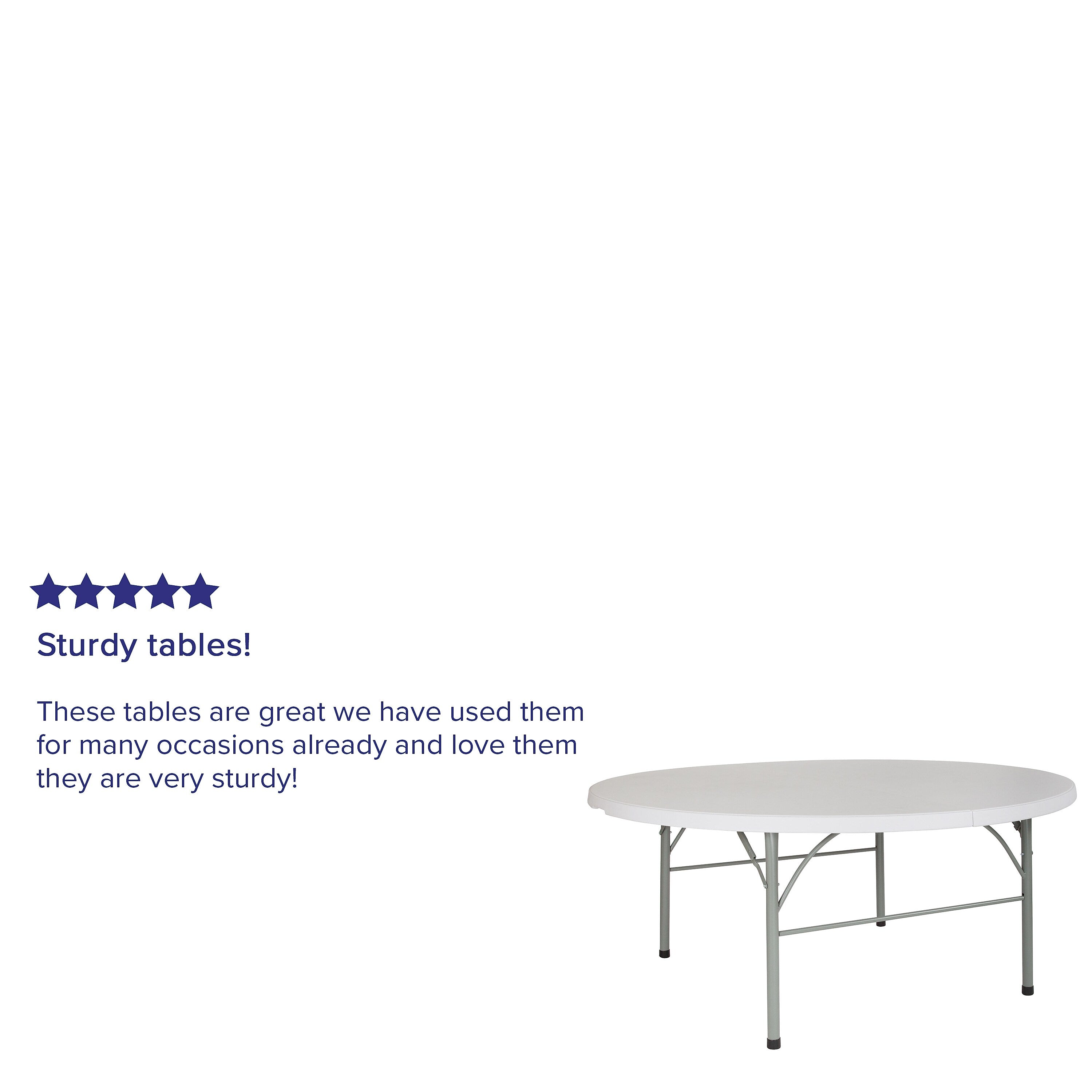 Flash Furniture Stonewall Folding Table, 71" x 71", Granite White (DAD183RZ)