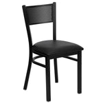 Flash Furniture Hercules Traditional Vinyl & Metal Grid Back Restaurant Dining Chair, Black (XUDG615GRDBLKV)