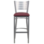 Flash Furniture HERCULES Series Traditional Metal Slat Back Restaurant Barstool, Silver/Burgundy (XUDG60402BBGV)