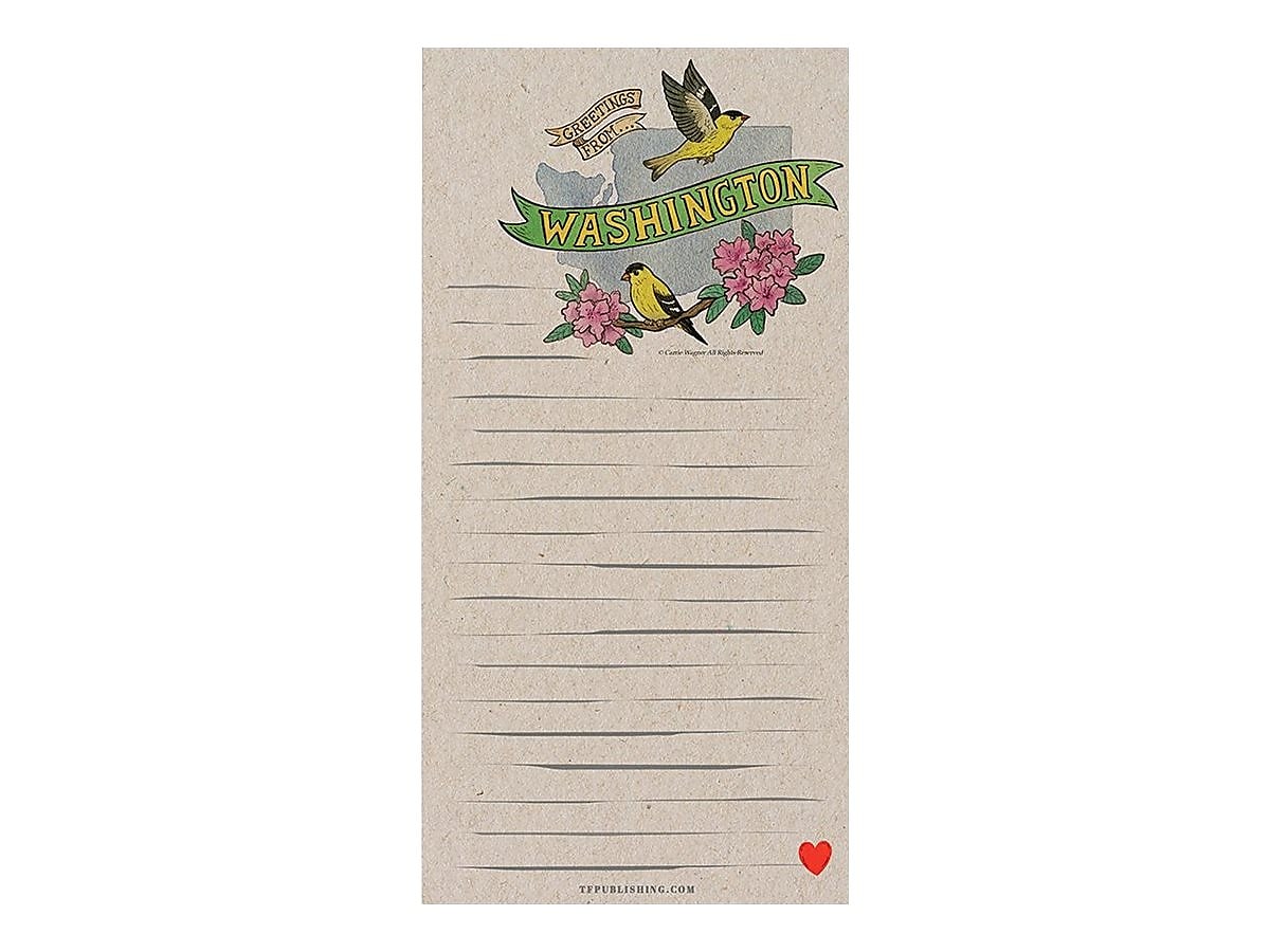 TF Publishing Washington Memo Pad, 4" x 8", Lined, Kraft, 52 Sheets/Pad, 1 Pad/Pack (99-WASHMP)