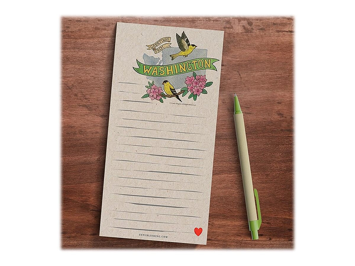 TF Publishing Washington Memo Pad, 4" x 8", Lined, Kraft, 52 Sheets/Pad, 1 Pad/Pack (99-WASHMP)