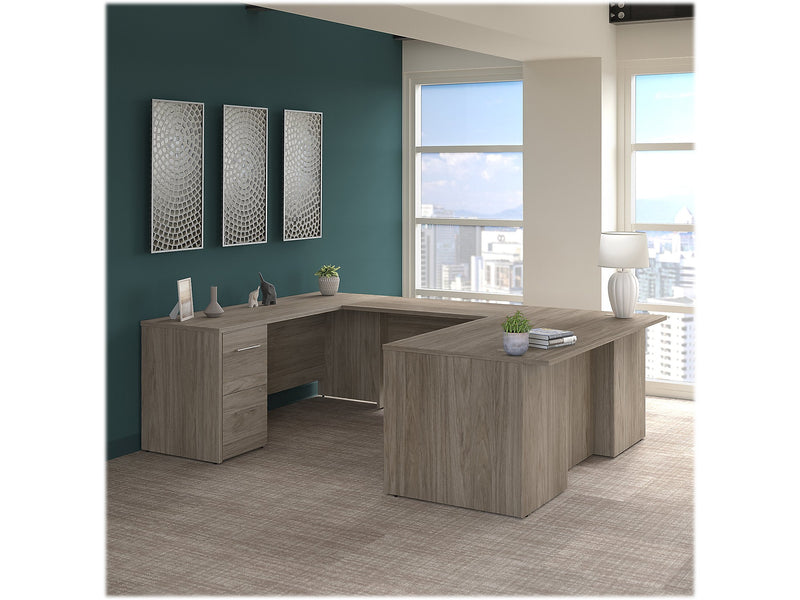 Bush Business Furniture Office 500 72"W U Shaped Executive Desk with Drawers, Modern Hickory (OF5002MHSU)