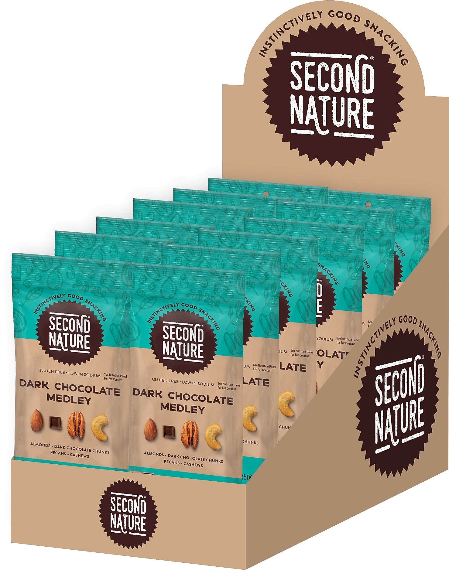 Second Nature Gluten Free Dark Chocolate Medley Nut Snack Mix, 1.75 oz., 12/Pack (1178)