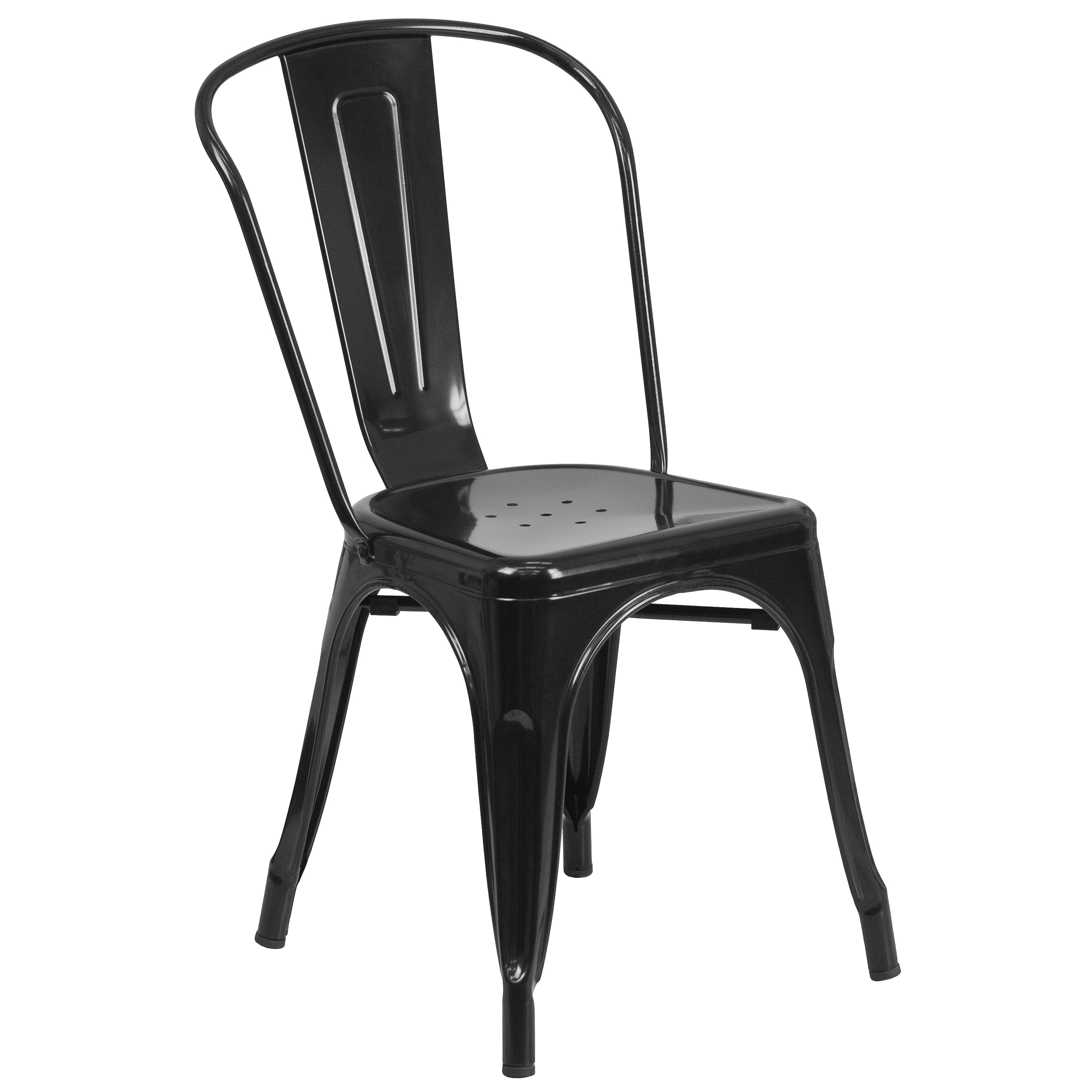 Flash Furniture Perry Contemporary Metal Dining Chair, Black (CH31230BK)