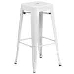 Flash Furniture Kai Industrial Metal Barstool without Back, White (CH3132030WH)