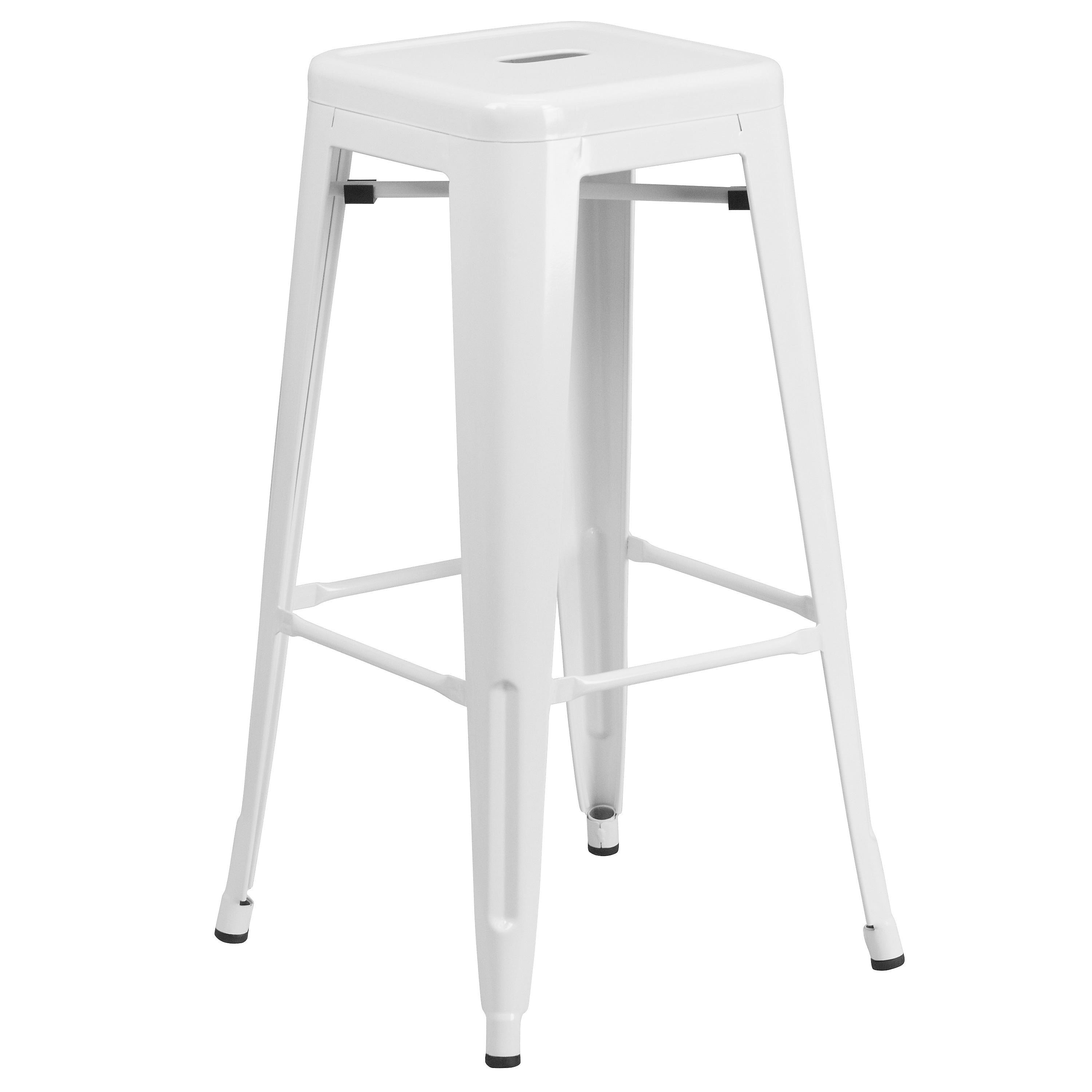 Flash Furniture Kai Industrial Metal Barstool without Back, White (CH3132030WH)