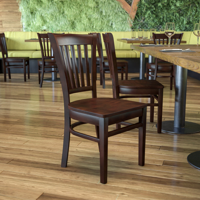 Flash Furniture Hercules Traditional Wood Slat Back Restaurant Dining Chair, Walnut (XUDGW0008VRTWAL)