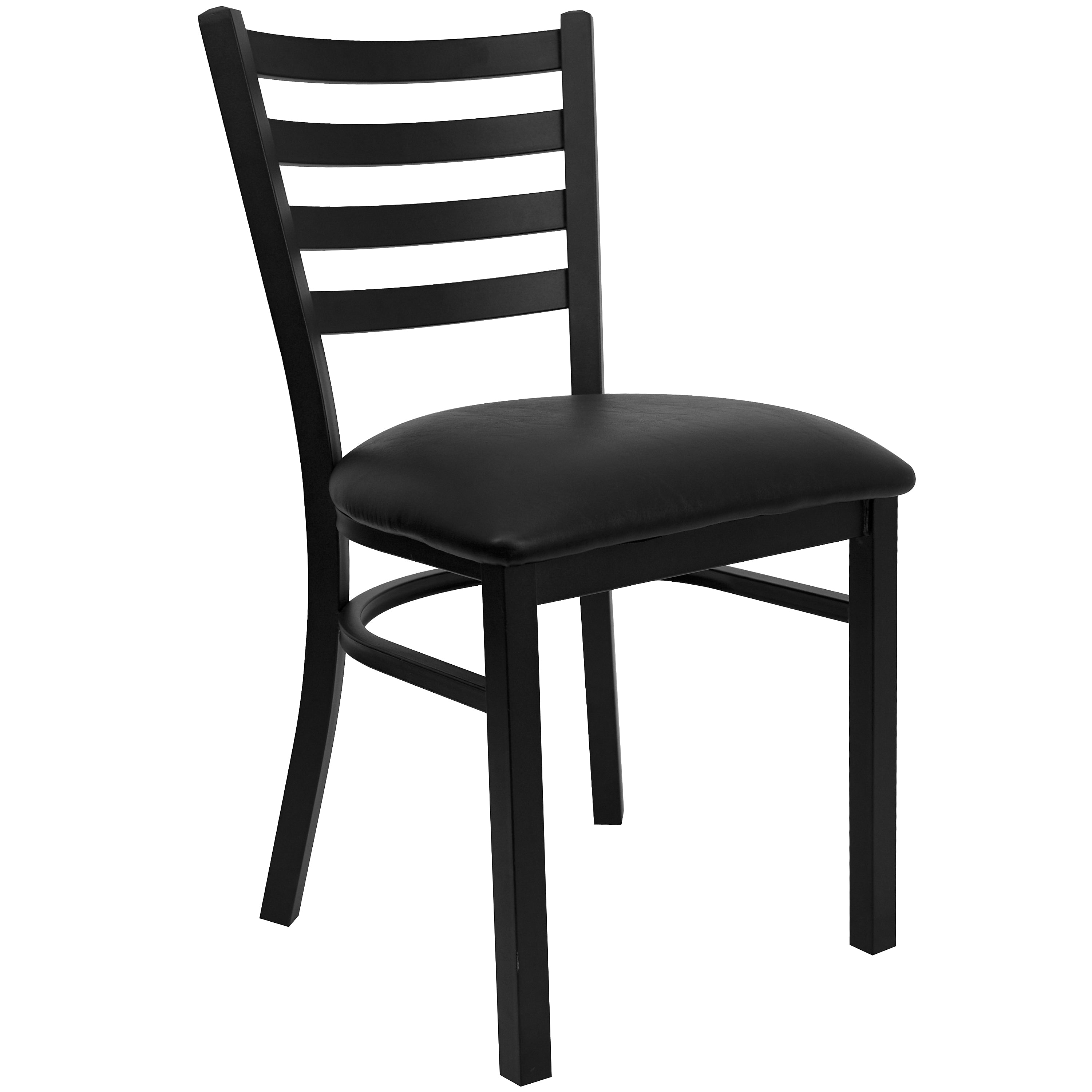 Flash Furniture Hercules Traditional Vinyl & Metal Ladder Back Restaurant Dining Chair, Black (XUDG694BLADBLKV)