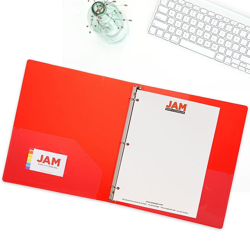 JAM Paper Designders 1" 3-Ring Flexible Poly Binders, Red (750T1RE)