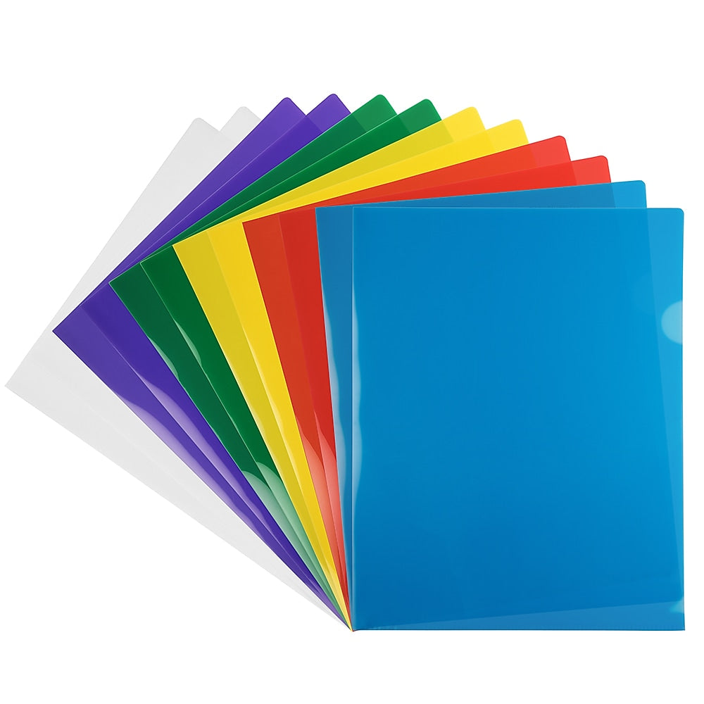 JAM Paper Plastic Sleeves, 9" x 12", Assorted Colors, 12/Pack (380SASST)