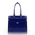 McKlein WINNETKA W Series Leather Briefcase, Laptop Compatible, Navy (94837)