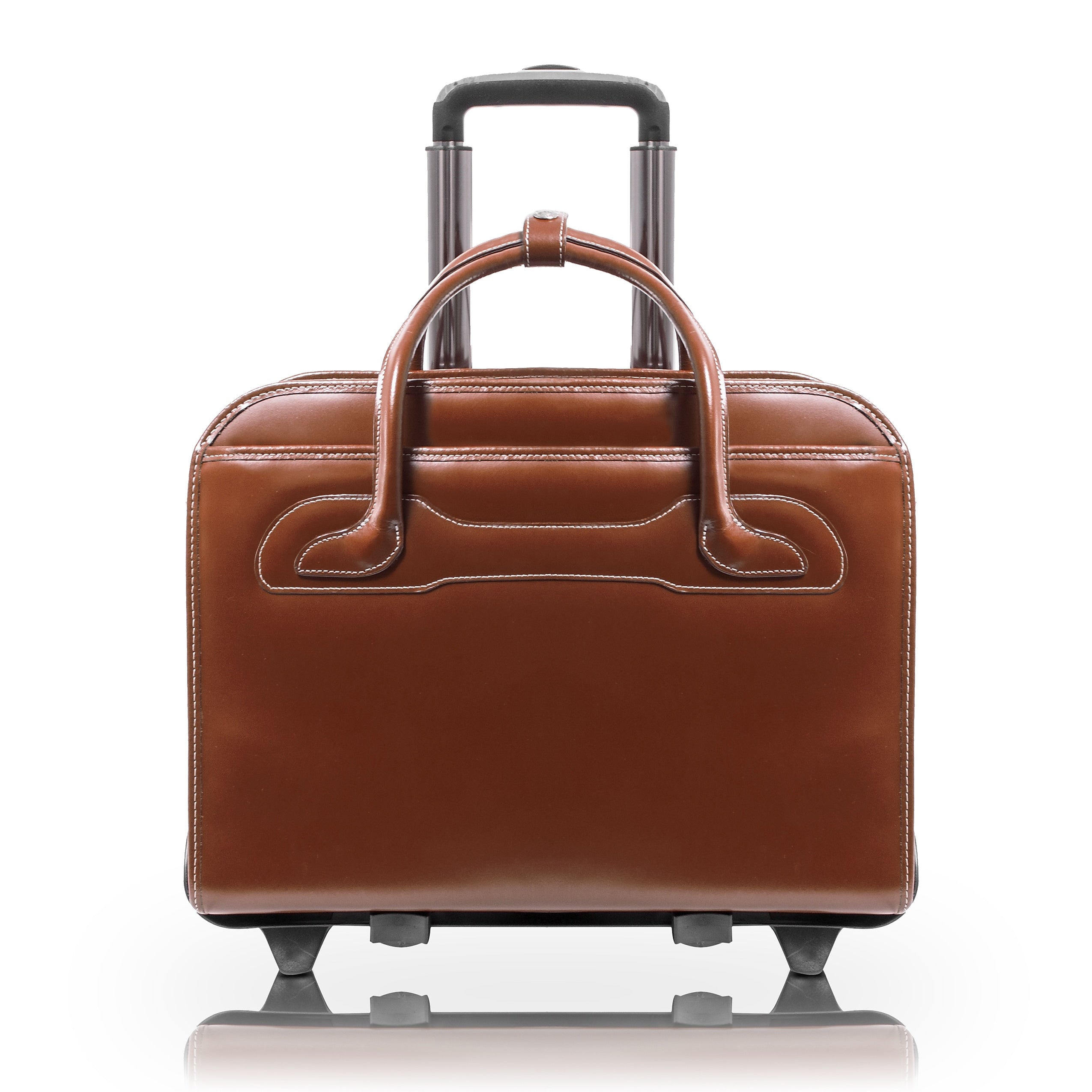 McKlein WILLOWBROOK W Series Leather Briefcase, Laptop Compatible, Rolling, Brown (94984)