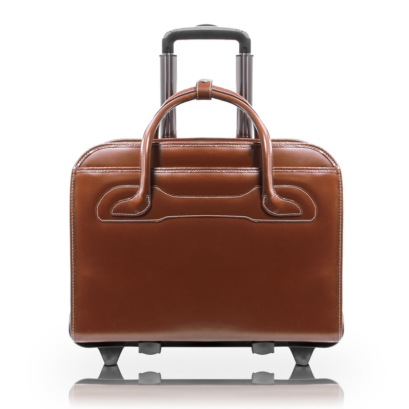 McKlein WILLOWBROOK W Series Leather Briefcase, Laptop Compatible, Rolling, Brown (94984)