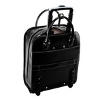 McKlein UPTOWN L Series Leather Briefcase, Laptop Compatible, Rolling, Black (97695)