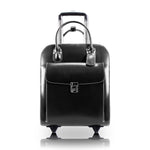 McKlein UPTOWN L Series Leather Briefcase, Laptop Compatible, Rolling, Black (97695)