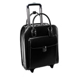 McKlein UPTOWN L Series Leather Briefcase, Laptop Compatible, Rolling, Black (97695)