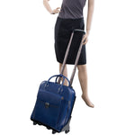 McKlein LA GRANGE Leather Briefcase, Laptop Compatible, Rolling, Navy (96497)