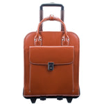 McKlein LA GRANGE Leather Briefcase, Laptop Compatible, Rolling, Brown (96494)