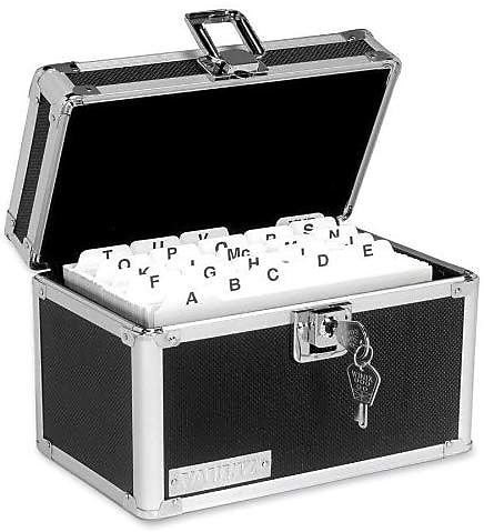 Vaultz 4" x 6" Locking Index Card Box, Black (VZ01171)