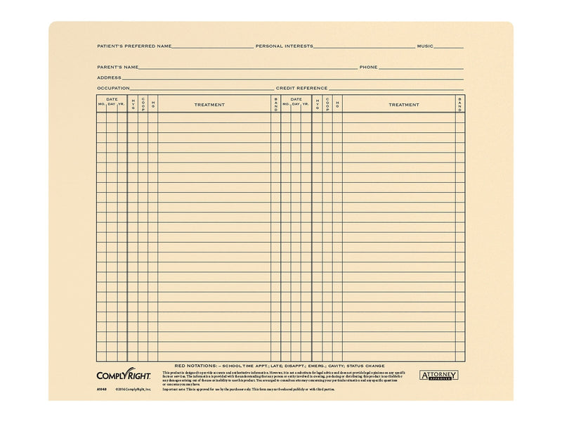 ComplyRight Orthodontic Case Analysis File, 9.5" x 11.75", 25 Folders/Pack (A1048)