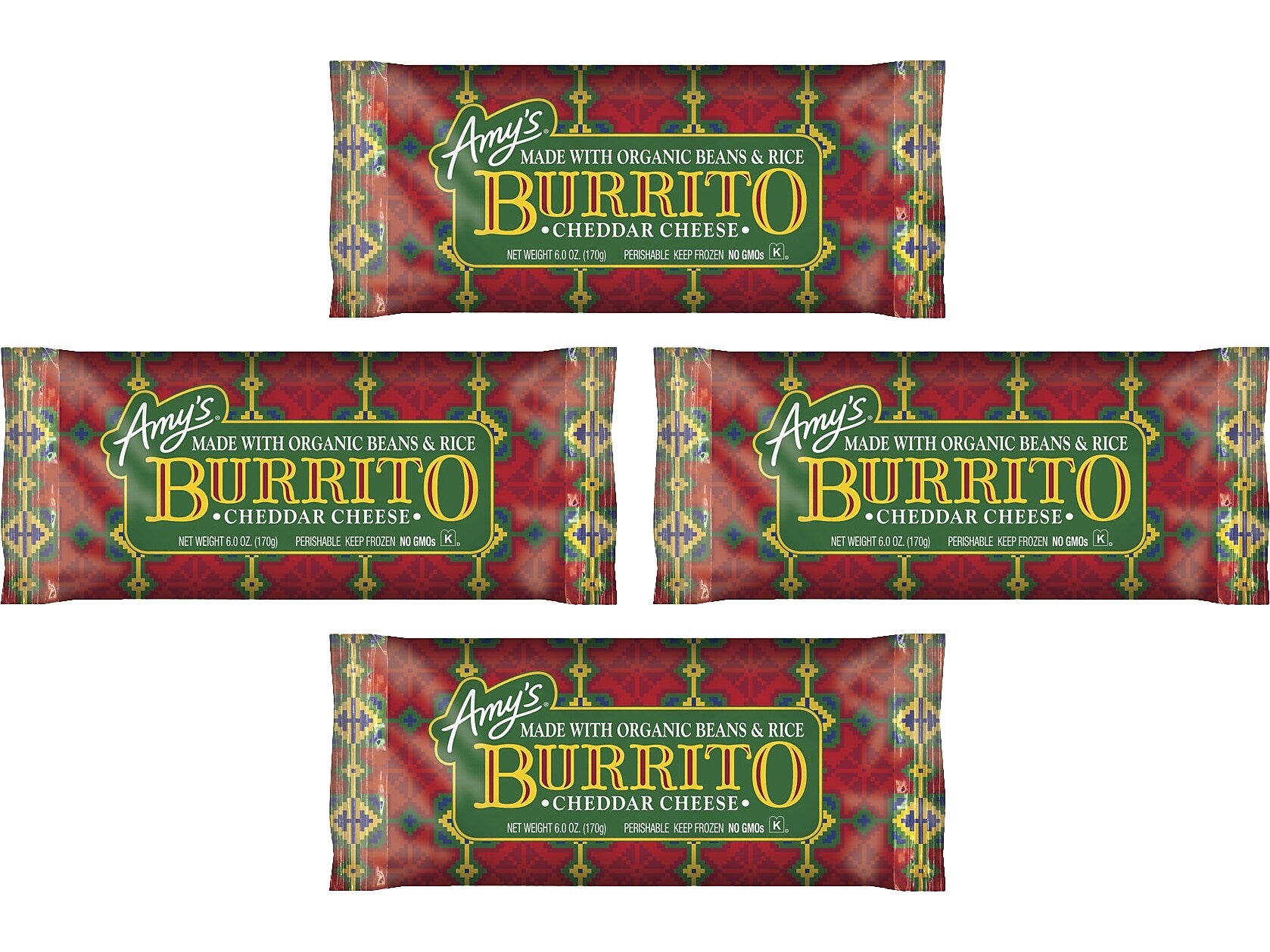 Amy's Cheddar Burrito, 6 oz., 4/Pack (903-00142)