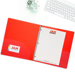 JAM Paper 3/4" 3-Ring Flexible Poly Binders, Red (53016RE)