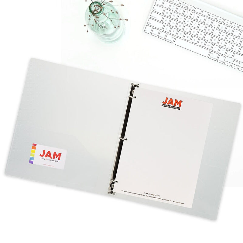 JAM Paper Designders 3/4" 3-Ring Flexible Poly Binders, Clear (750T1CL)