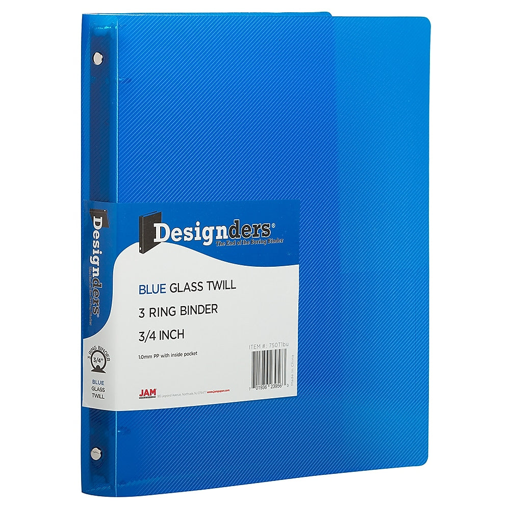JAM Paper 3/4" 3-Ring Flexible Poly Binders, White (53016BU)